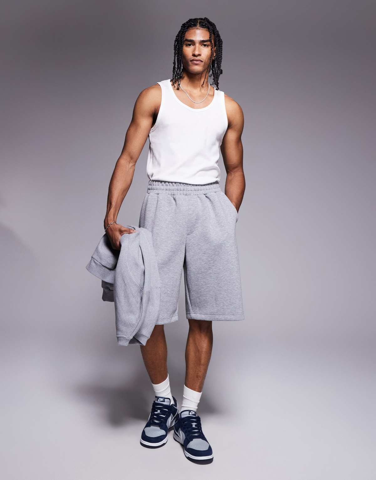 Bershka oversized jersey short in black