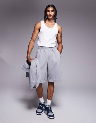 oversized jersey shorts in black