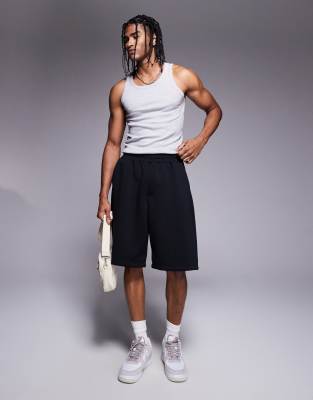 oversized jersey shorts in gray