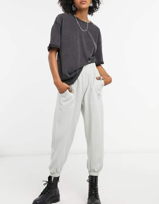 Bershka oversized jogger in grey