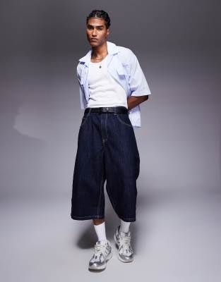 oversized jorts in dark blue