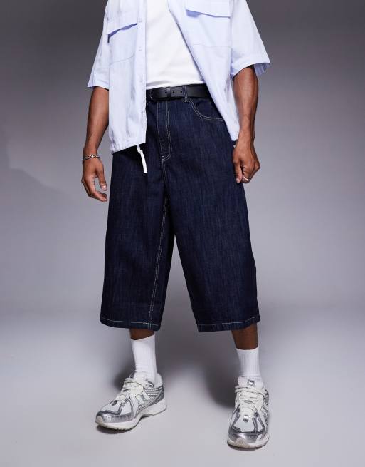 Bershka oversized jorts in dark blue