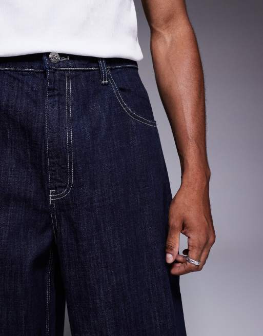 Bershka oversized jorts in dark blue