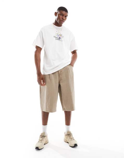 Bershka oversized jorts in sand - view 1