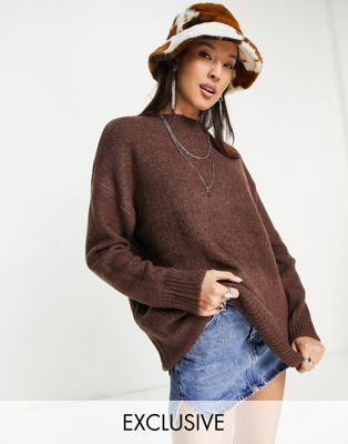 Bershka oversized jumper in brown