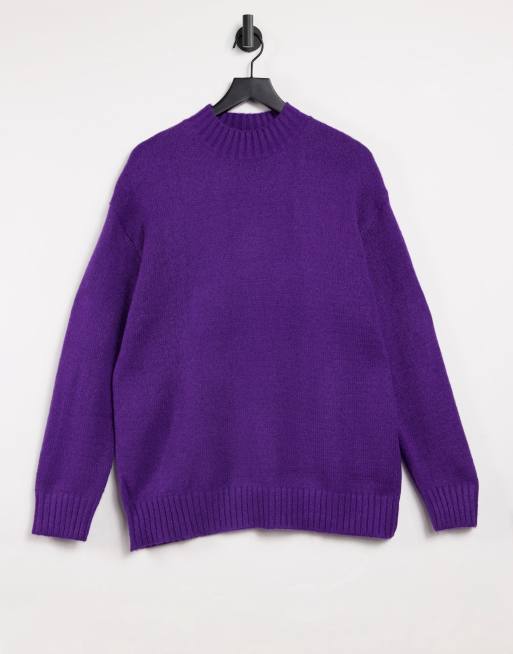 Bershka oversized jumper with crew neck in purple