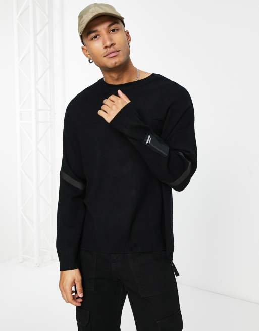 Bershka oversized jumper with zips in black | ASOS