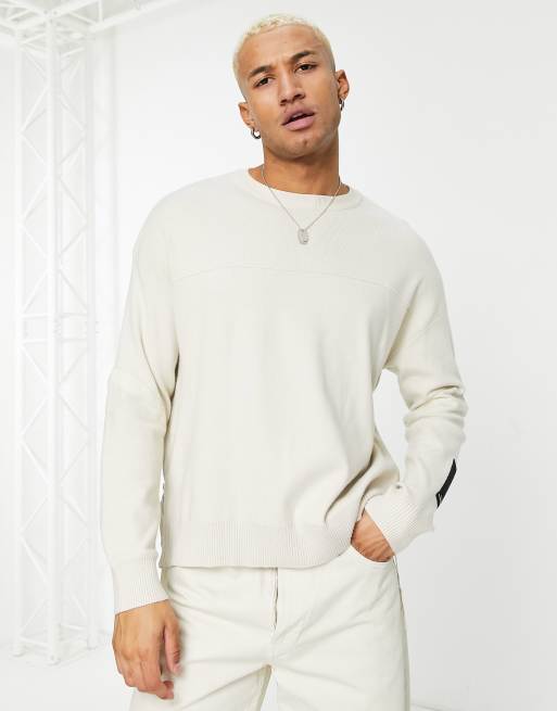 Bershka oversized jumper with zips in ecru | ASOS