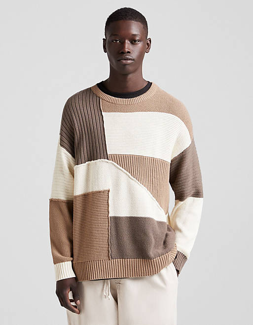 Bershka oversized knitted jumper in brown | ASOS
