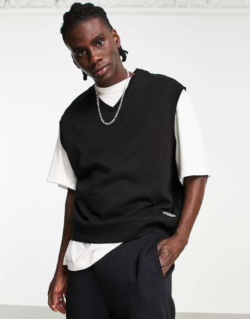 Bershka oversized knitted vest in black ASOS