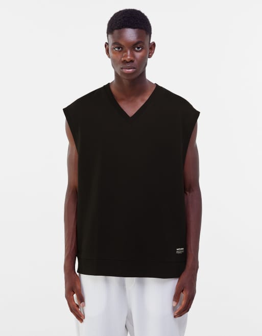 Bershka oversized knitted vest in black ASOS