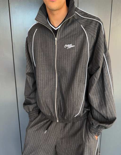Bershka oversized krijtstreepjack in gewassen grijs, 2 van 7