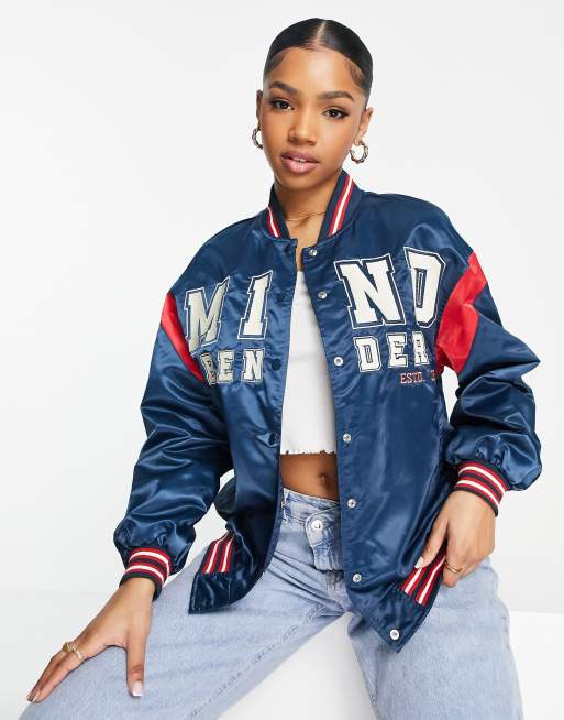 BOSS - Satin bomber jacket with stripes and branding