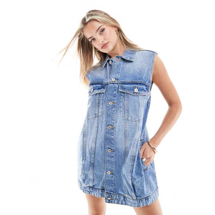 ￼ Eco Bio Washed Denim Jumper Vest Tencel™ Acid Wash Denim Vest – Naked Zebra Wholesale