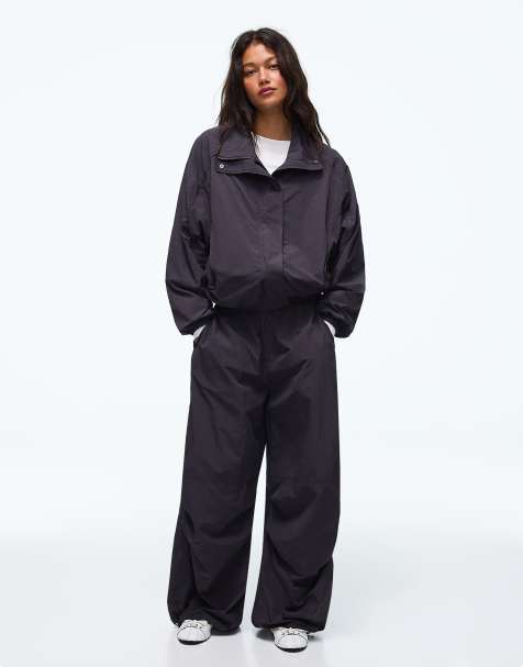 Bershka oversized nylonjakke med flagermusærmer i bordeaux - view 1