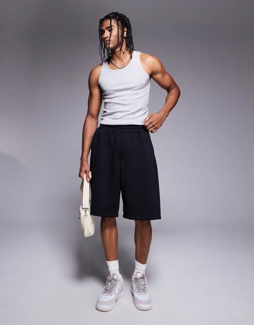 Bershka - Oversized og sorte jerseyshorts