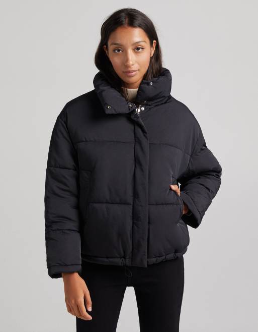 Bershka oversized padded puffer in black | ASOS