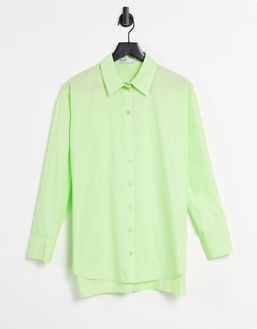Bershka oversized poplin shirt in lime green