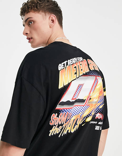 T-Shirts & Vests Bershka oversized printed racing car t-shirt in black 