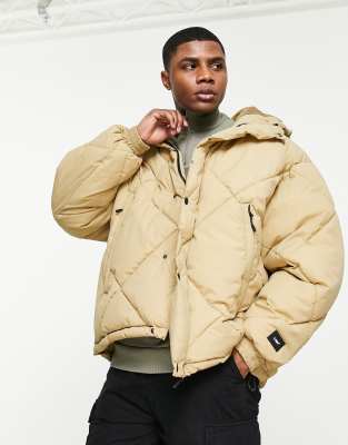 Bershka Oversized Puffer Jacket In Beige-neutral | ModeSens