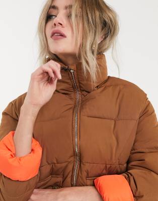 bershka brown puffer jacket