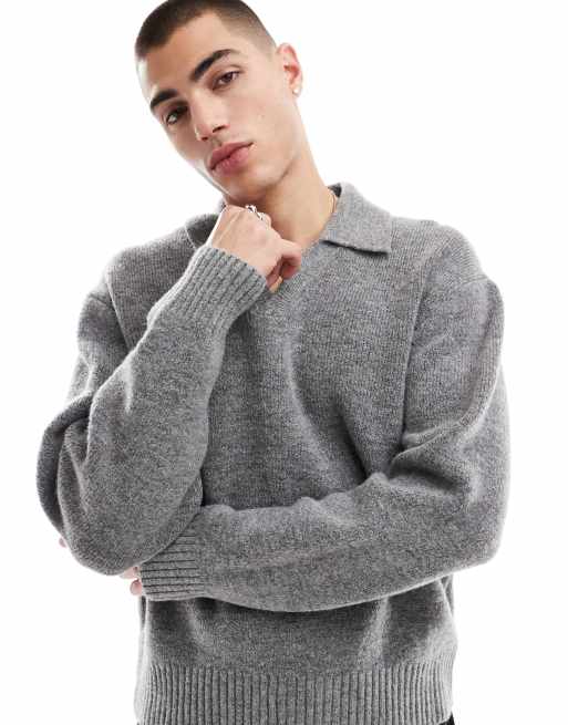 Bershka – Oversized-Pullover in Grau