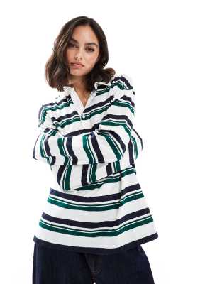 oversized rugby top in green stripe