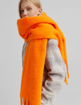 Bershka oversized scarf in bright orange