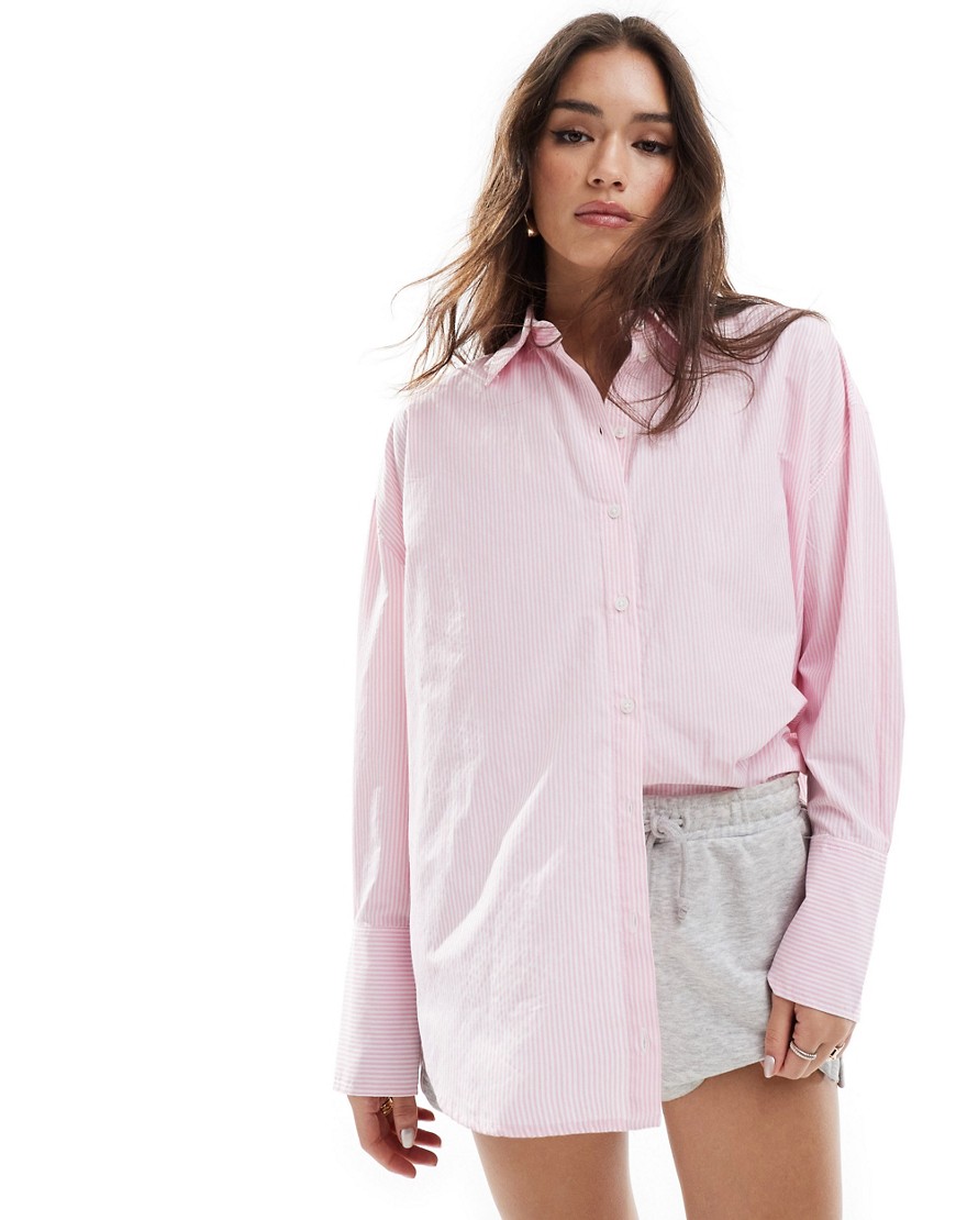 Bershka Oversized Shirt In Pink