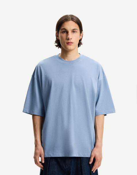 Bershka oversized short sleeve t-shirt in mid blue