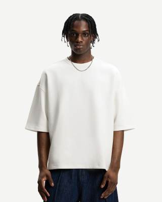 Bershka oversized short sleeve t-shirt in white   - view 1