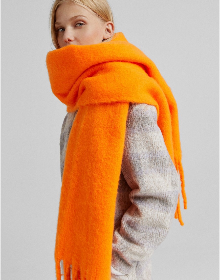 Bershka - Oversized sjaal in fel oranje