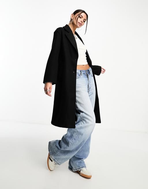 Bershka - Oversized, skræddersyet og sort frakke