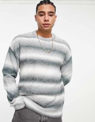 Bershka - Oversized stribet trøje i grå - Kun hos ASOS