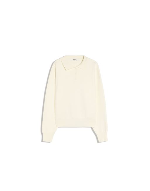 Bershka oversized striktrøje med polokrave i ecru, 2 af 2