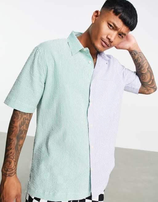 Bershka oversized stripe shirt in light blue | ASOS