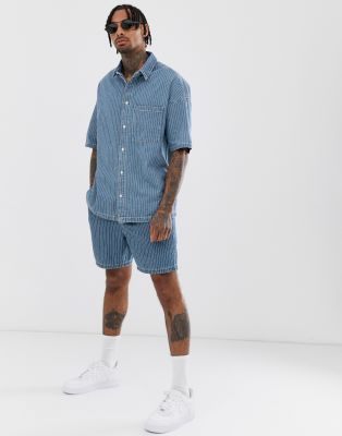 denim shirt with shorts