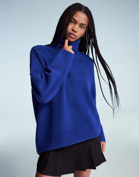 Bershka - Oversized sweater met col in denim blauw - view 1
