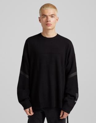 Bershka Oversized Sweater With Zips In Black ModeSens