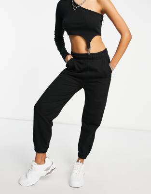 BERSHKA OVERSIZED SWEATPANTS IN BLACK,240/666/800