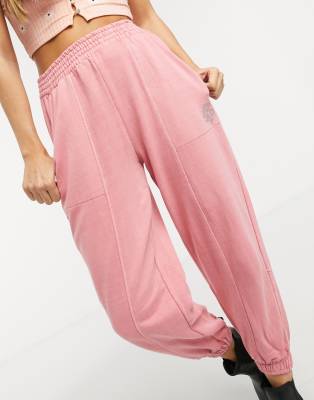 BERSHKA OVERSIZED SWEATPANTS IN PINK,5213/603/607