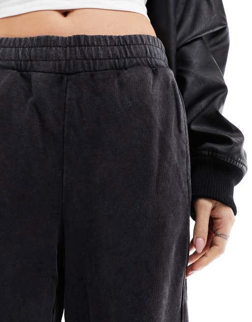 Bershka waffle sweatpants in charcoal