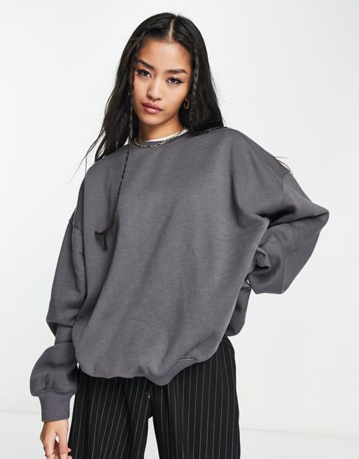 Bershka oversized sweatshirt in dark grey | ASOS