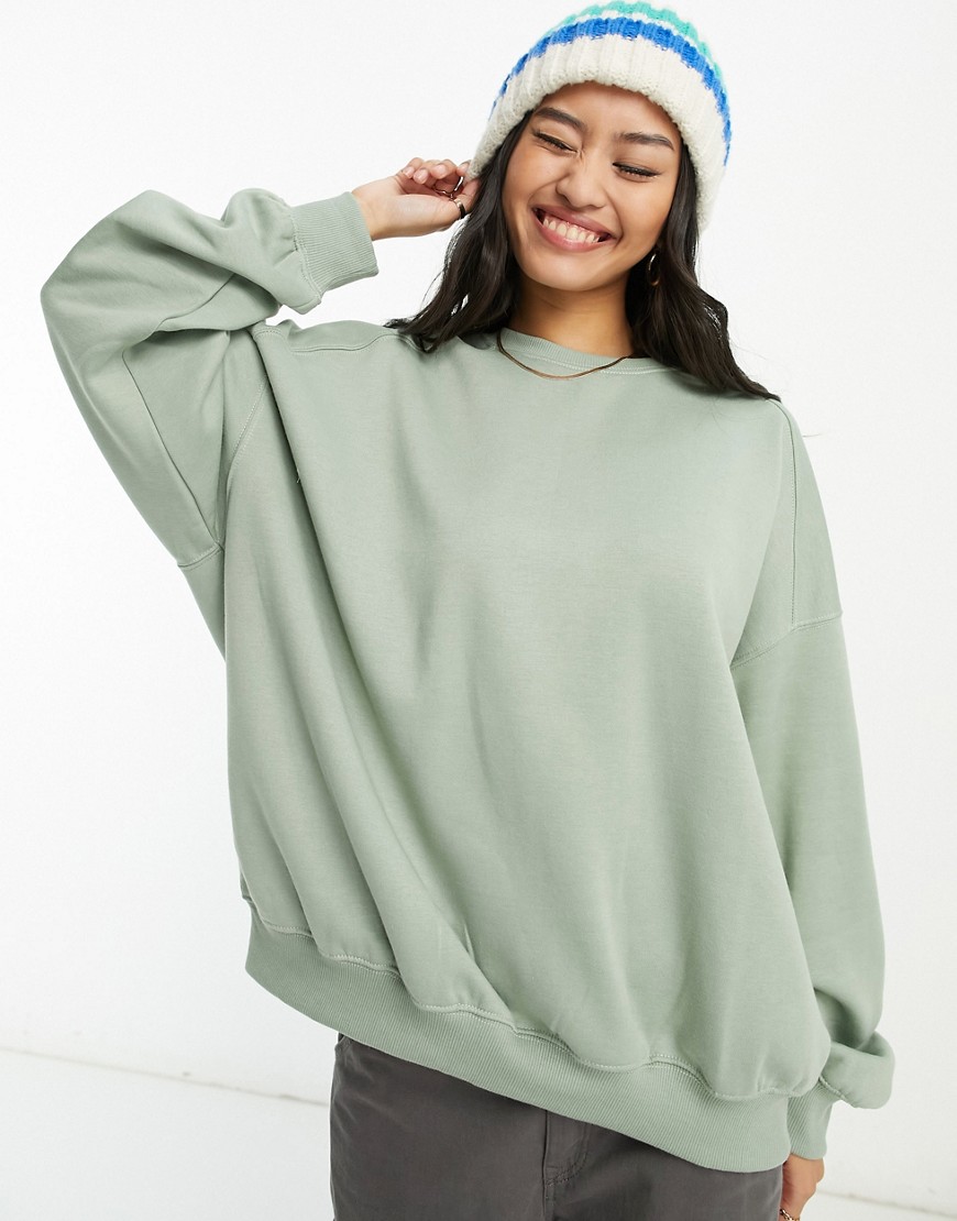 Bershka oversized sweatshirt in slate green