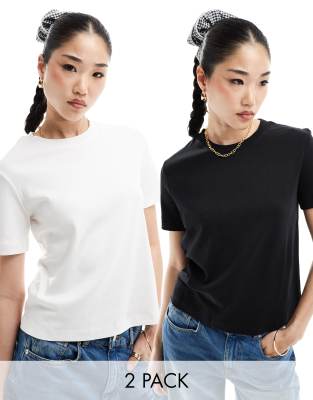 Bershka Oversized T-shirt 2 Pack In Black And White