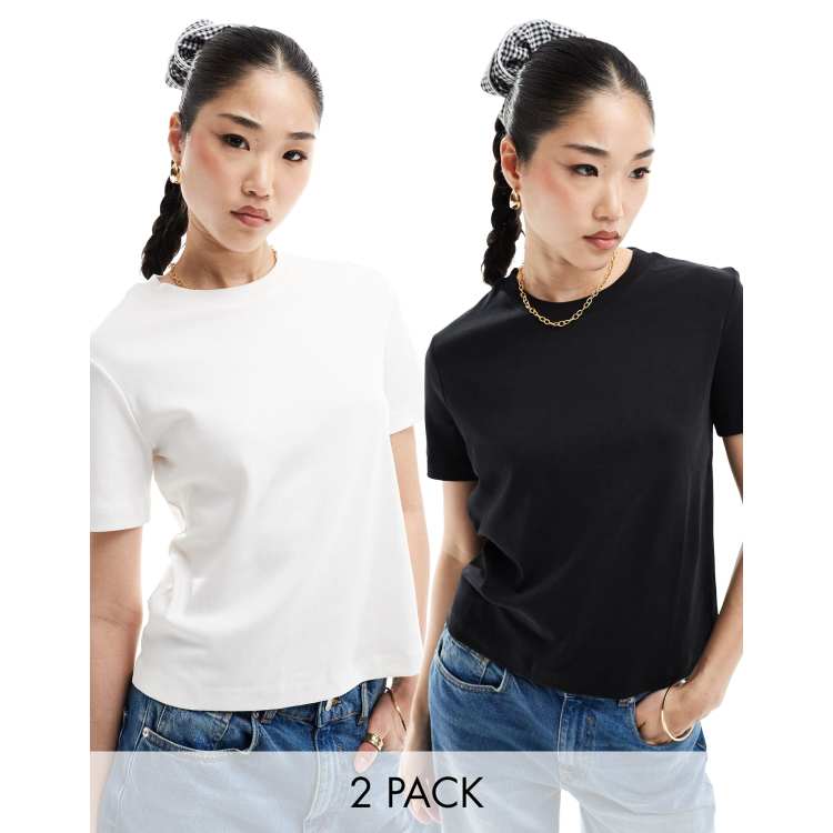 Bershka oversized t-shirt 2 pack in black and white | ASOS