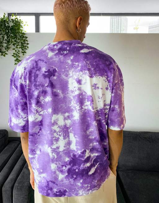 Bershka oversized T-shirt in purple tie dye