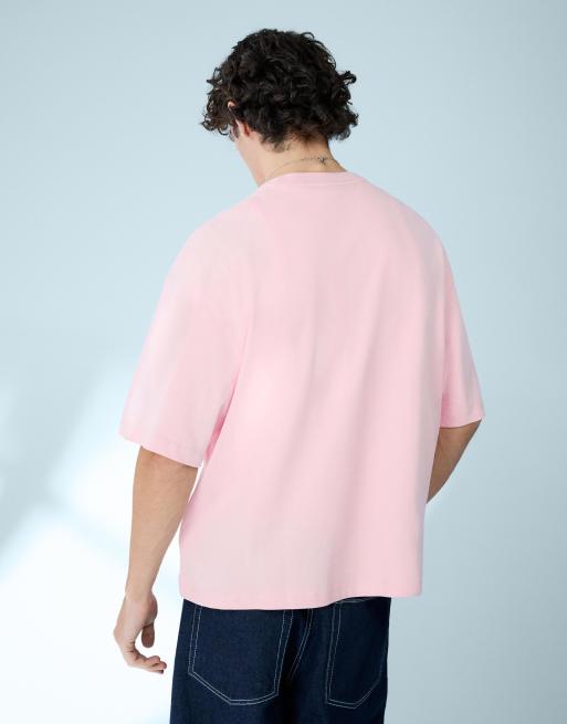 Bershka - Oversized T-shirt met korte mouwen in roze, 2 van 4