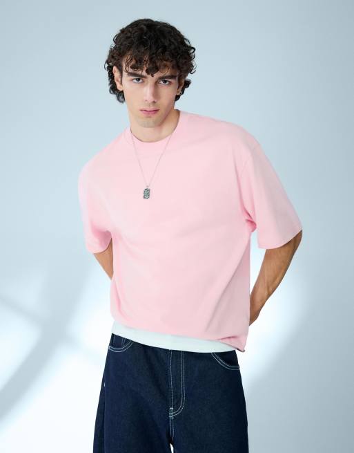 Bershka - Oversized T-shirt met korte mouwen in roze, 3 van 4