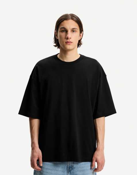 Bershka - Oversized T-shirt met korte mouwen in zwart - view 1